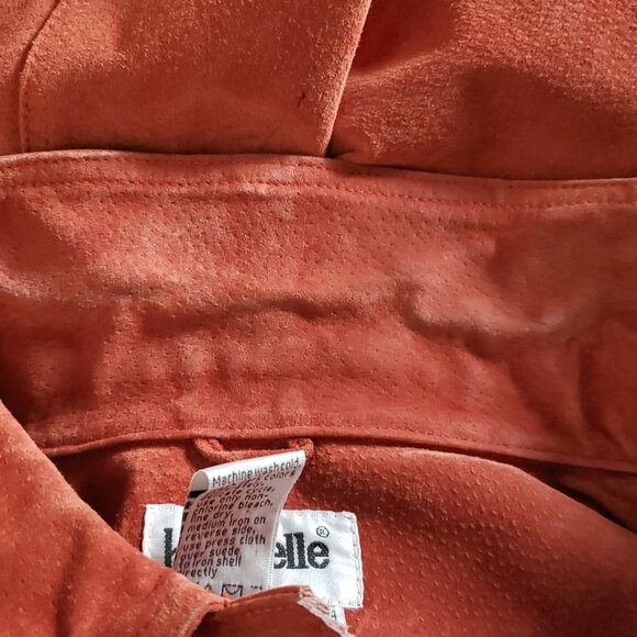 Womens Suede Shirt Jacket 1X Burnt Orange Boho Hippie Barn Chore Shacket Y2K - Picture 10 of 13